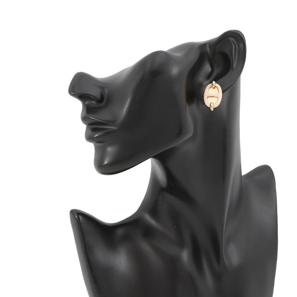 HERMES Maillon Mini Earrings claim Enamel Metal
