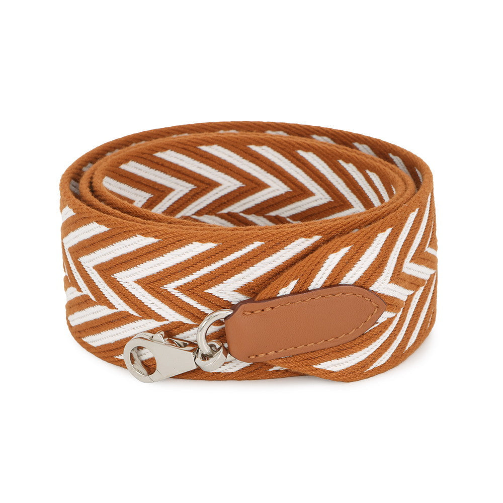 HERMES Bandouliere Sangle Zigzak Ecru/Gold Canvas Swift Leather