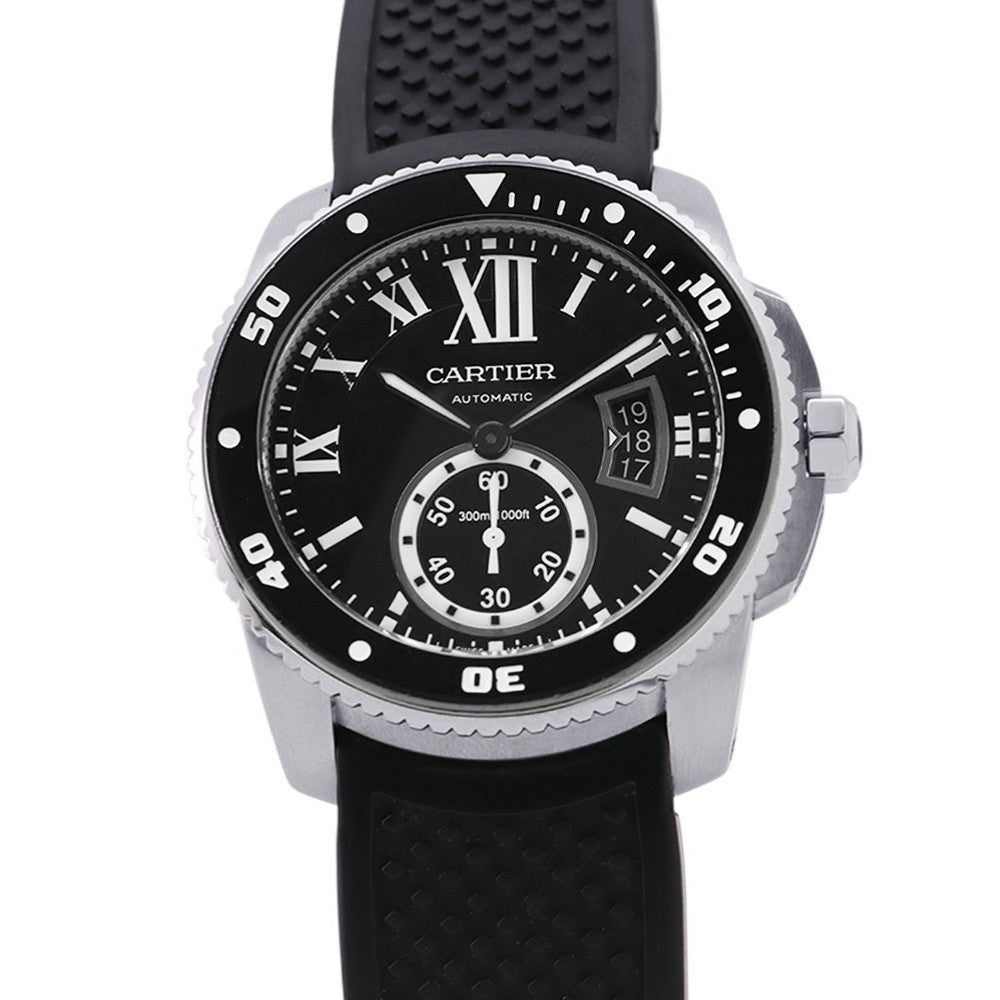 CARTIER Calibre de Cartier W42mm Stainless Steel Rubber Black DialW7100056