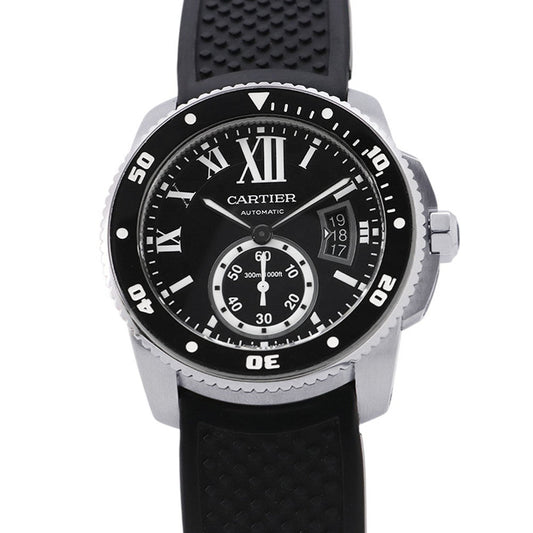 CARTIER Calibre de Cartier W42mm Stainless Steel Rubber Black DialW7100056