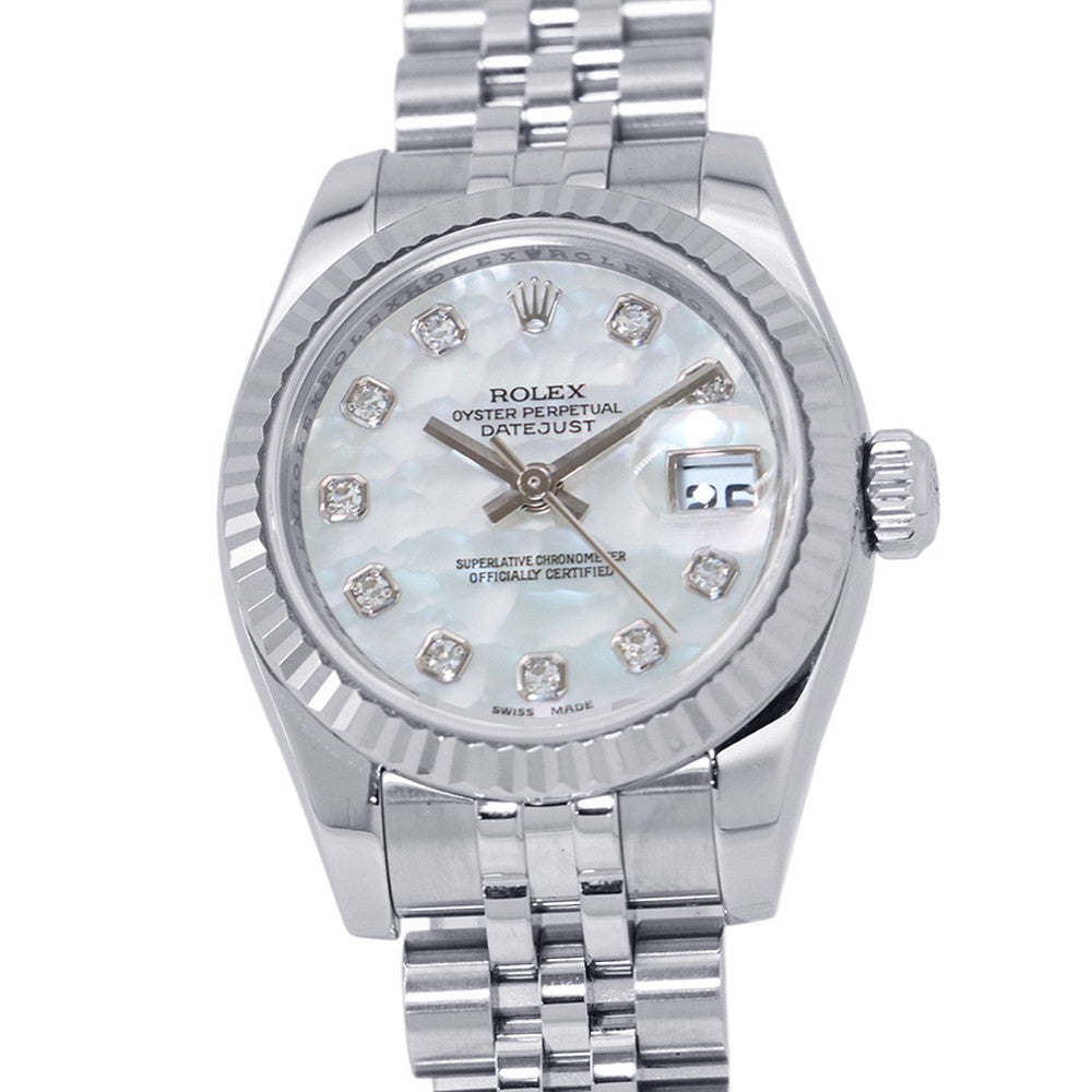 ROLEX Datejust W26mm Stainless Steel K18WG White Shell Dial179174NG