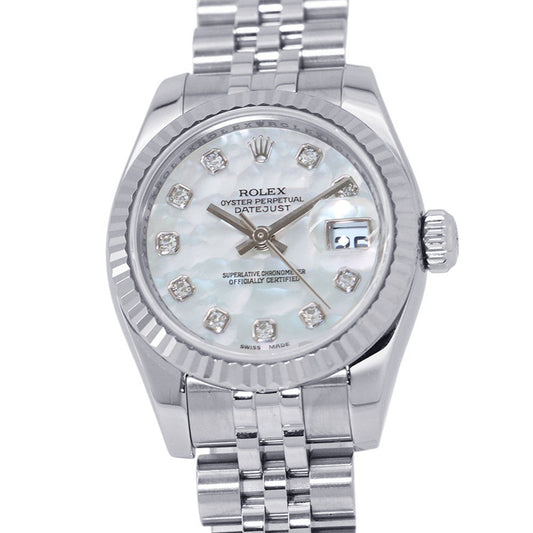 ROLEX Datejust W26mm Stainless Steel K18WG White Shell Dial179174NG