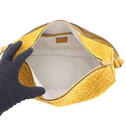 GUCCI Half Horsebit Medium Shoulder Bag Mustard Yellow860787 GG Suede Leather