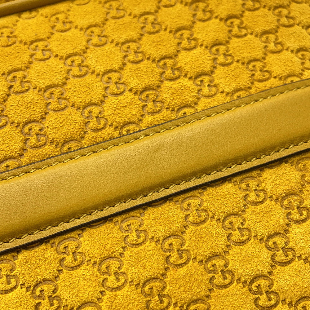 GUCCI Half Horsebit Medium Shoulder Bag Mustard Yellow860787 GG Suede Leather