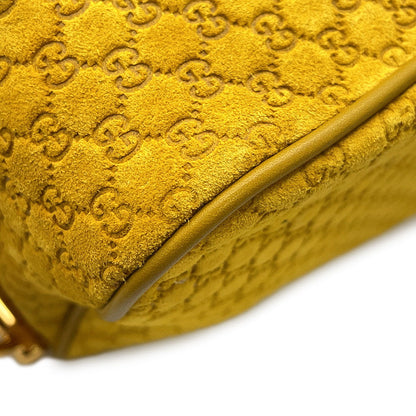 GUCCI Half Horsebit Medium Shoulder Bag Mustard Yellow860787 GG Suede Leather