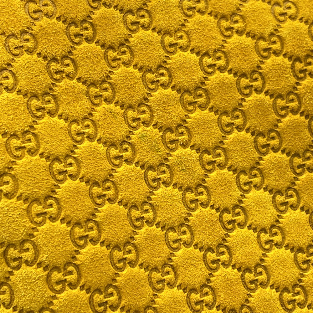 GUCCI Half Horsebit Medium Shoulder Bag Mustard Yellow860787 GG Suede Leather