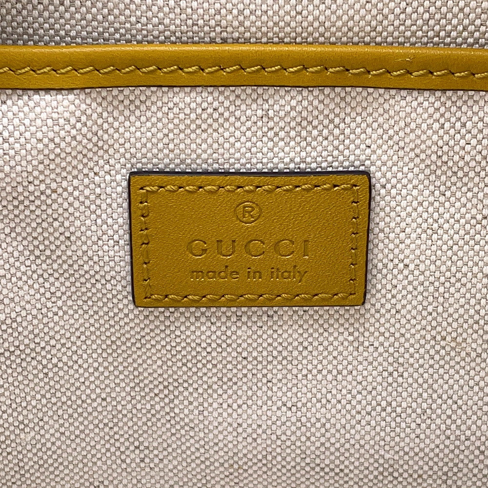 GUCCI Half Horsebit Medium Shoulder Bag Mustard Yellow860787 GG Suede Leather