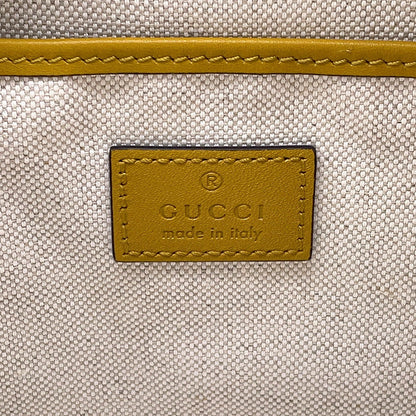 GUCCI Half Horsebit Medium Shoulder Bag Mustard Yellow860787 GG Suede Leather