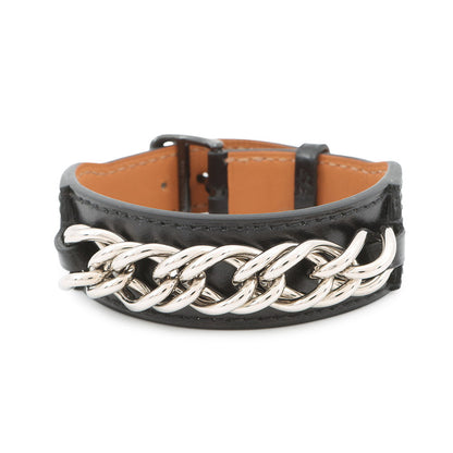 HERMES Bracelet Lenny Size T4 Black Box Calf Leather