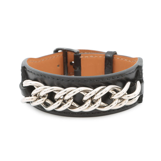 HERMES Bracelet Lenny Size T4 Black Box Calf Leather
