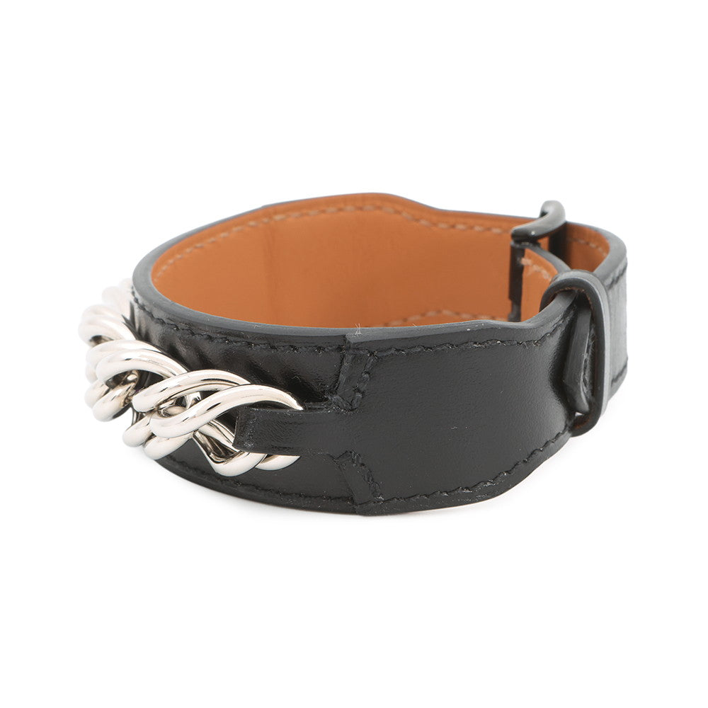HERMES Bracelet Lenny Size T4 Black Box Calf Leather