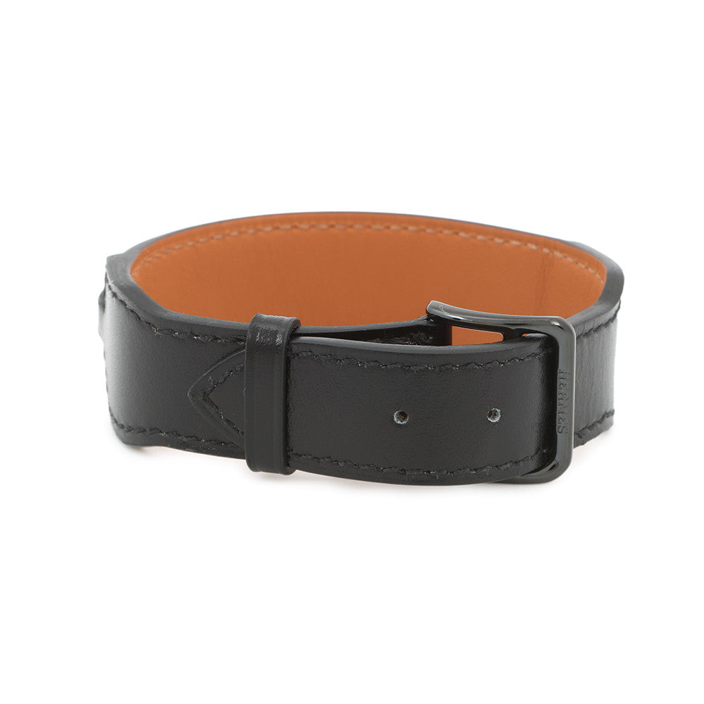 HERMES Bracelet Lenny Size T4 Black Box Calf Leather