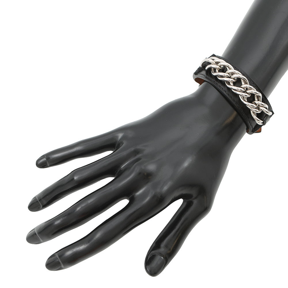 HERMES Bracelet Lenny Size T4 Black Box Calf Leather