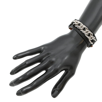 HERMES Bracelet Lenny Size T4 Black Box Calf Leather
