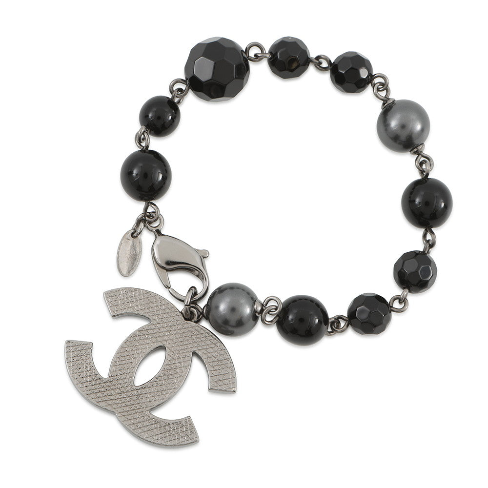 CHANEL CC Logo Bracelet BlackA37291 Y02009 Z0002 Metal Faux Pearl