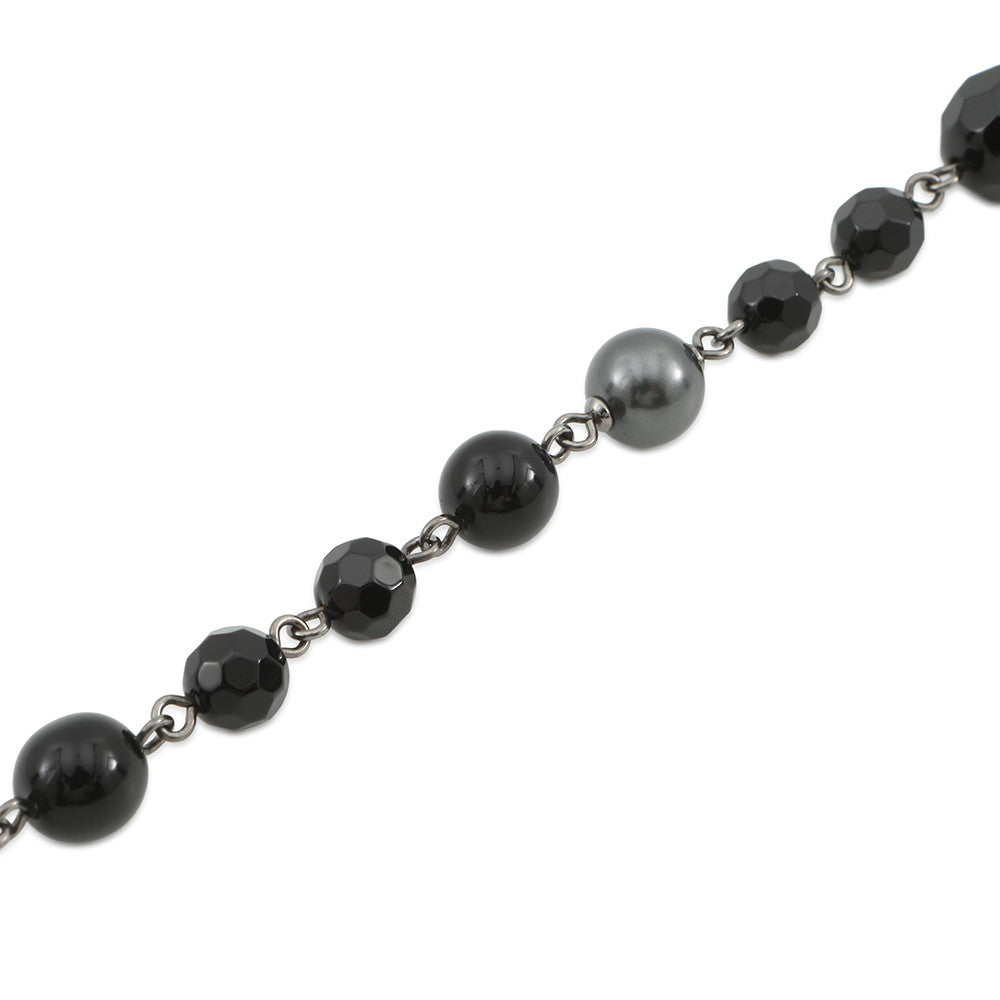 CHANEL CC Logo Bracelet BlackA37291 Y02009 Z0002 Metal Faux Pearl
