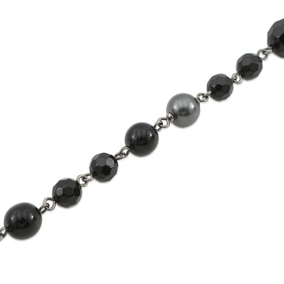 CHANEL CC Logo Bracelet BlackA37291 Y02009 Z0002 Metal Faux Pearl