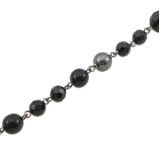 CHANEL CC Logo Bracelet BlackA37291 Y02009 Z0002 Metal Faux Pearl