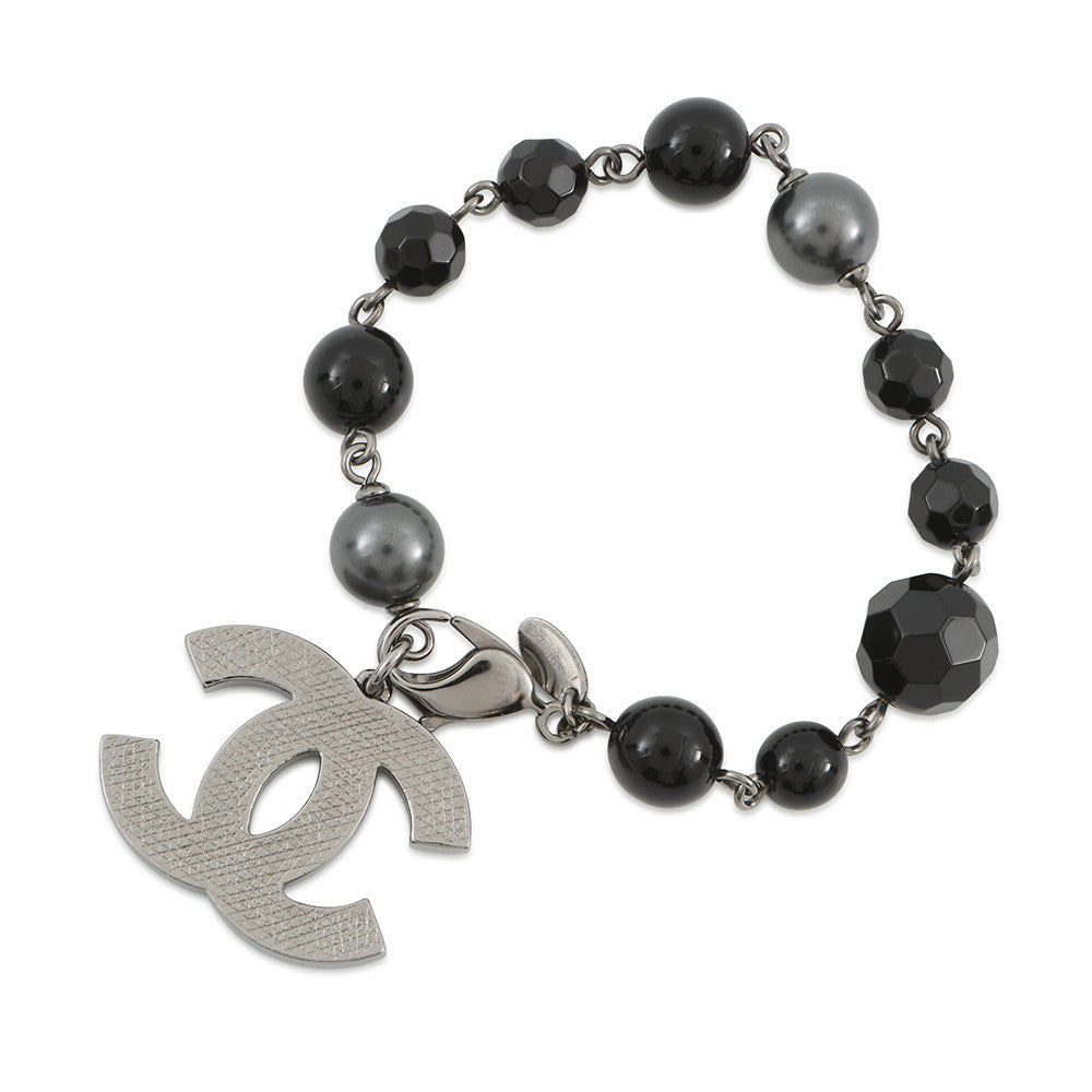 CHANEL CC Logo Bracelet BlackA37291 Y02009 Z0002 Metal Faux Pearl