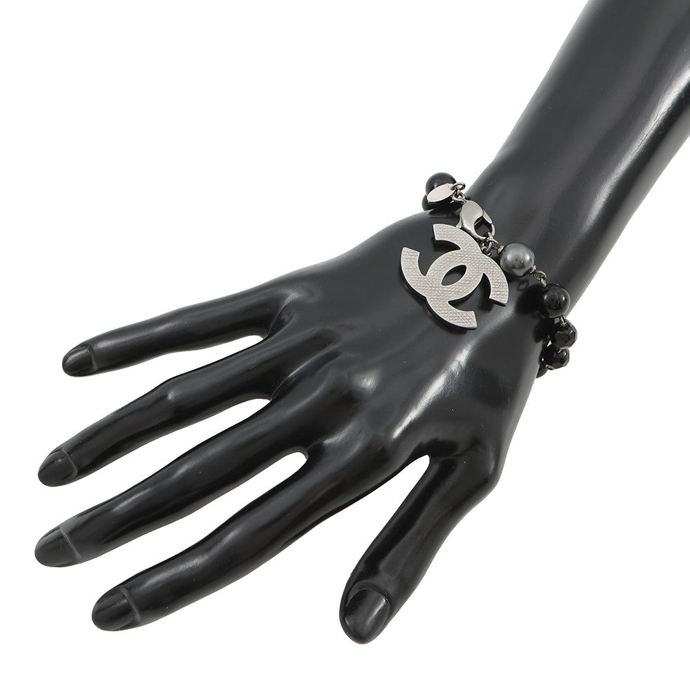 CHANEL CC Logo Bracelet BlackA37291 Y02009 Z0002 Metal Faux Pearl