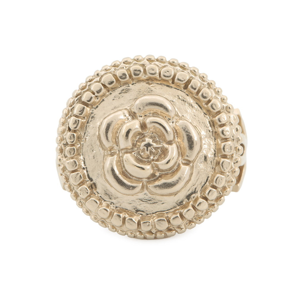 CHANEL Camellia CC Logo Ring Size Approximately 8th Metal
