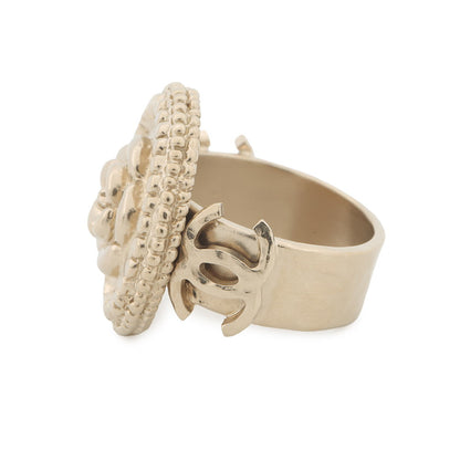 CHANEL Camellia CC Logo Ring Size Approximately 8th Metal