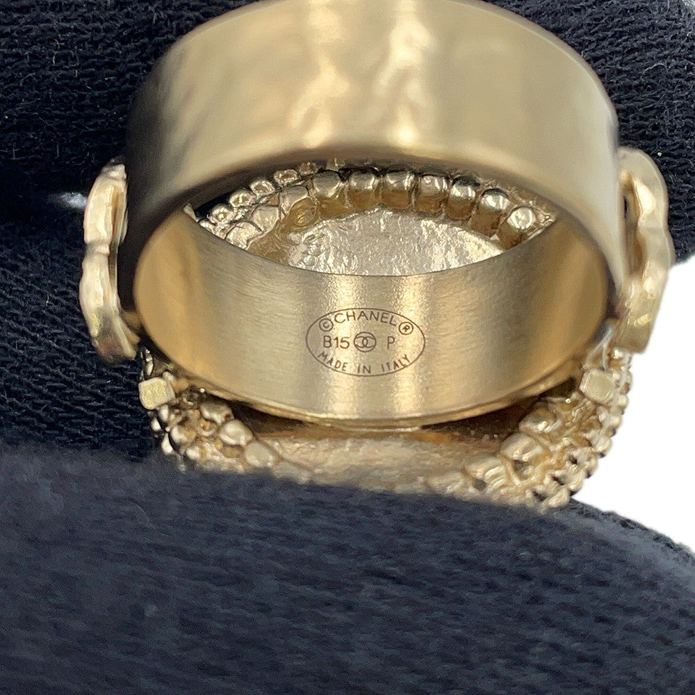 CHANEL Camellia CC Logo Ring Size Approximately 8th Metal