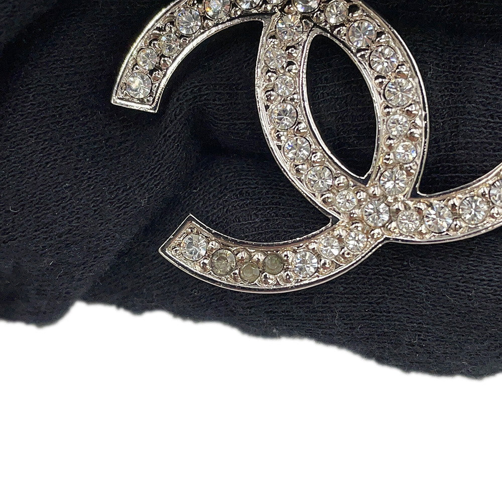 CHANEL CC Logo Pendant Top Necklace Metal Rhinestone