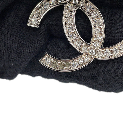 CHANEL CC Logo Pendant Top Necklace Metal Rhinestone