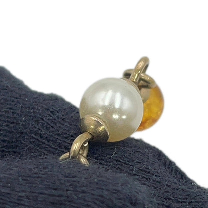 CHANEL CC Logo Swing EarringsAB3108 Metal Rhinestone Faux Pearl Color Stone