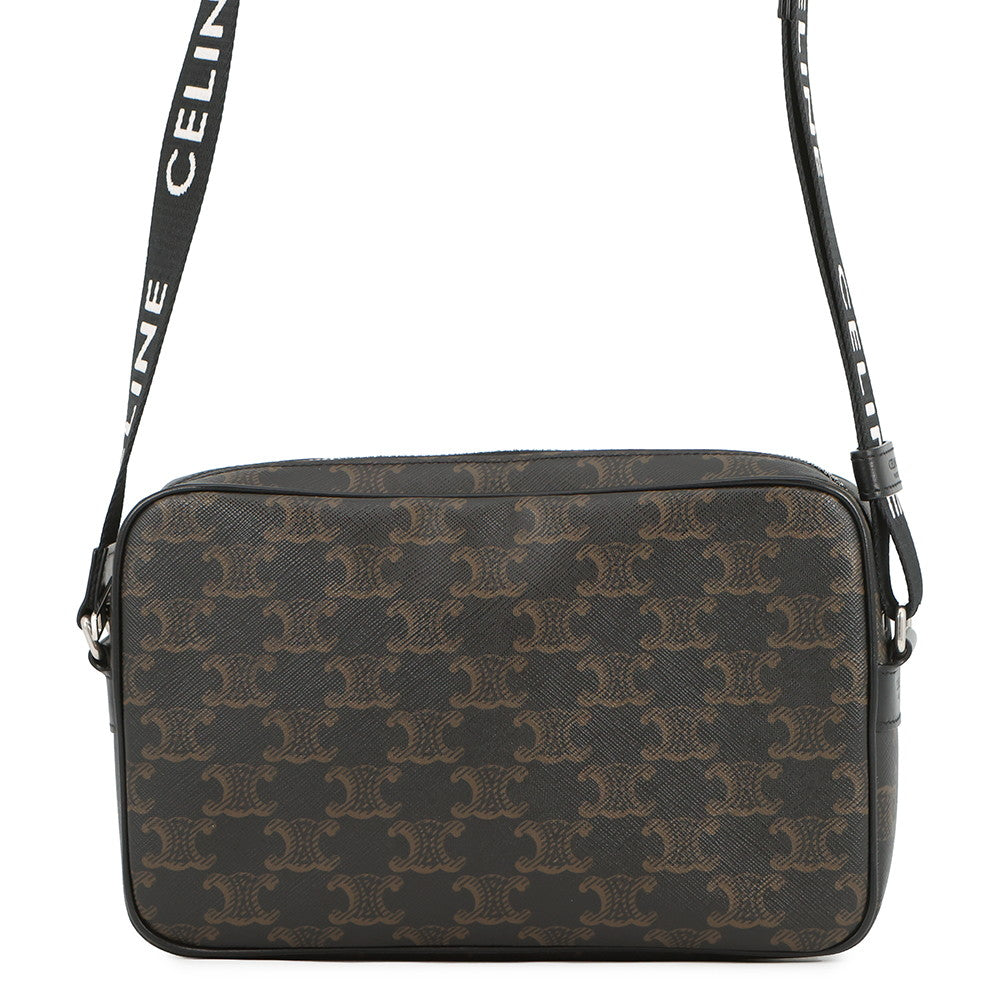 CELINE Triomphe Horizontal Messenger Bag Black/Brown197202DND.38OS PVCLeather Size Medium
