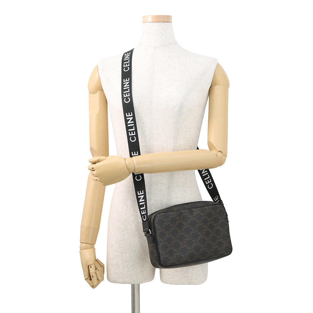 CELINE Triomphe Horizontal Messenger Bag Black/Brown197202DND.38OS PVCLeather Size Medium