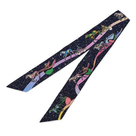 HERMES Twilly Space Derby Marine/Rose/Multicolor Silk100%