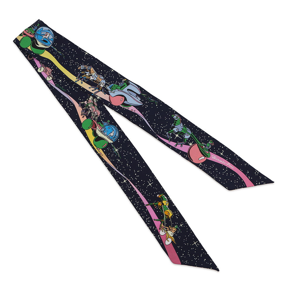 HERMES Twilly SpaceDerby Space Derby Marine/Rose/Multicolor Silk100%