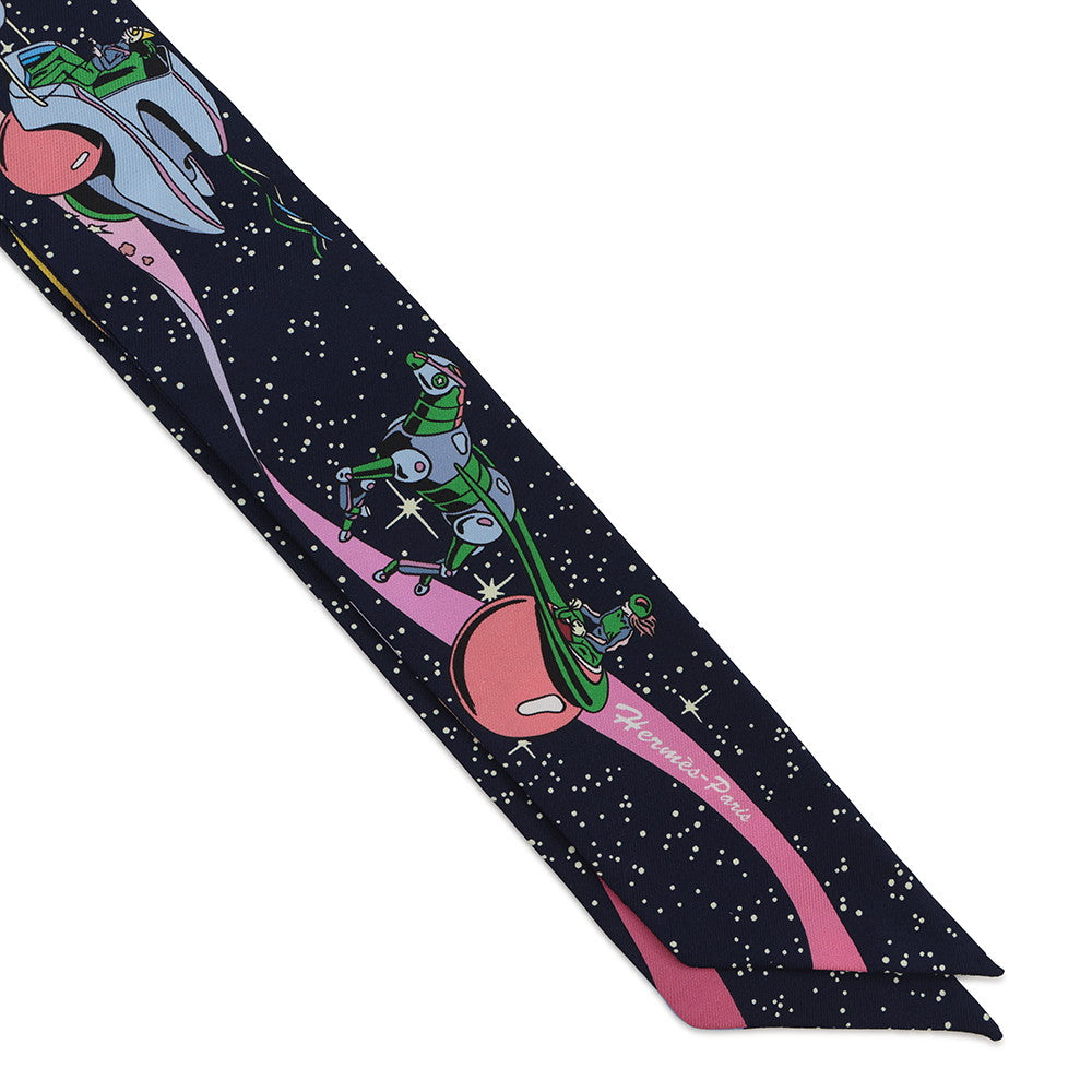 HERMES Twilly SpaceDerby Space Derby Marine/Rose/Multicolor Silk100%