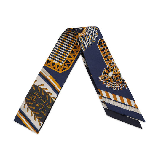HERMES Twilly Ceremonial Epaulettes EPAULETTES DE GALA Fall/Winter 2023 Marine/Gold/Blanc Silk100%