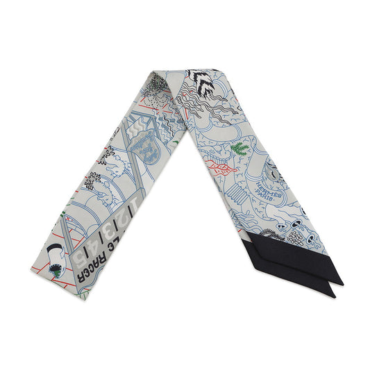 HERMES Twilly SPRASH PARK 2024 Stainless Steel Grisper/Vert/Black Silk100%