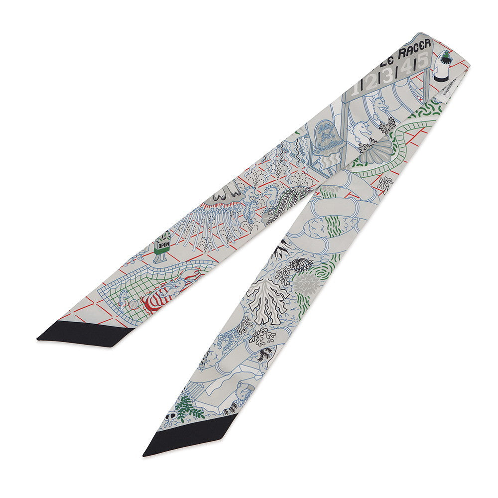 HERMES Twilly SPRASH PARK 2024 Stainless Steel Grisper/Vert/Black Silk100%
