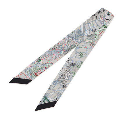 HERMES Twilly SPRASH PARK 2024 Stainless Steel Grisper/Vert/Black Silk100%