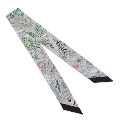 HERMES Twilly SPRASH PARK 2024 Stainless Steel Grisper/Vert/Black Silk100%