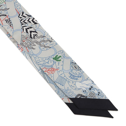 HERMES Twilly SPRASH PARK 2024 Stainless Steel Grisper/Vert/Black Silk100%