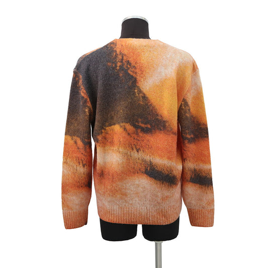 HERMES Cardigan Reflet Equestre Size L Orange Alpaca31% Wool 27% Cashmere21% Silk21%