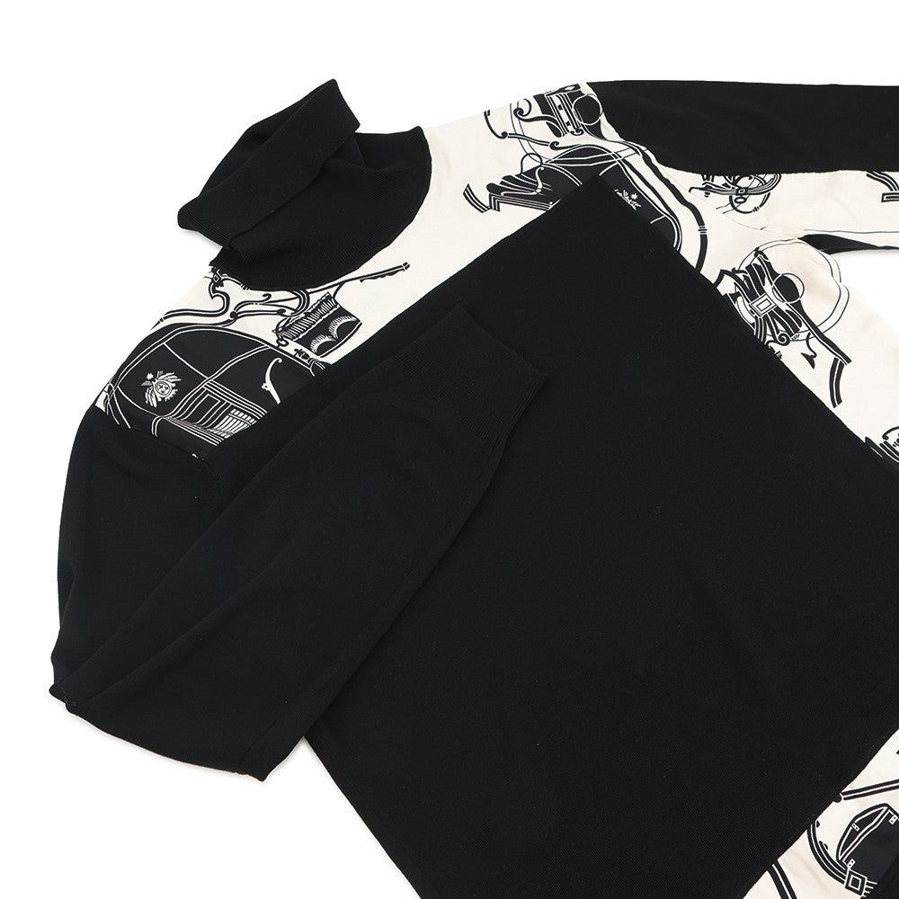 HERMES Turtleneck sweater by Soie decadree Size L Black Wool Silk
