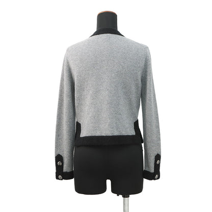 CHANEL COCO Button cardigan Size 36 Gray/BlackP71355 K10217 NE807 Cashmere100% Rhinestone