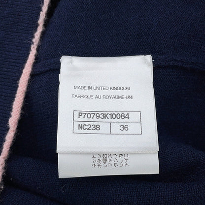 CHANEL No5Button Collarless Cardigan Size 36 NavyP70793 K10084 NC238 Cashmere100%