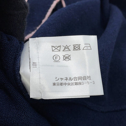 CHANEL No5Button Collarless Cardigan Size 36 NavyP70793 K10084 NC238 Cashmere100%
