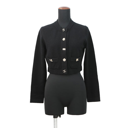 CHANEL IconButton Cardigan Size 36 BlackP73483 K10530 94305 Cashmere100%