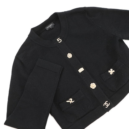 CHANEL IconButton Cardigan Size 36 BlackP73483 K10530 94305 Cashmere100%