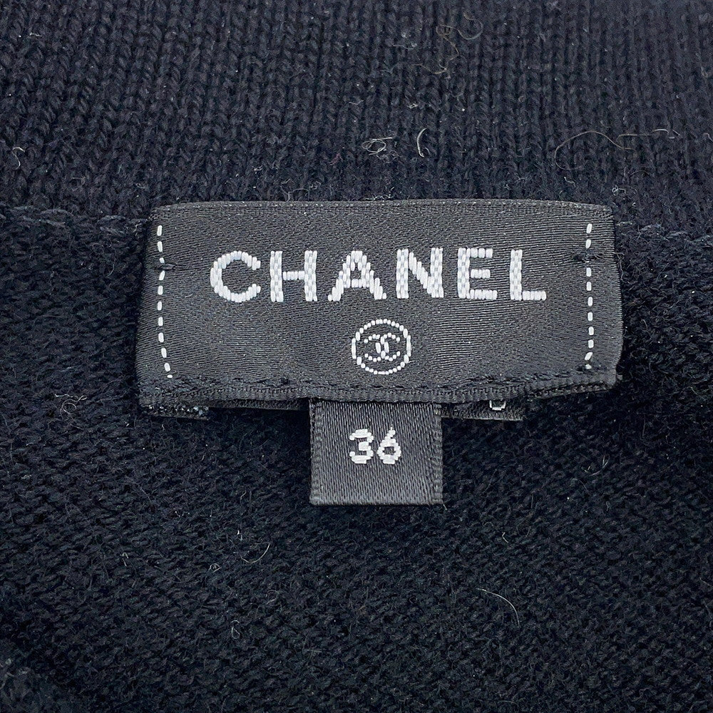 CHANEL IconButton Cardigan Size 36 BlackP73483 K10530 94305 Cashmere100%