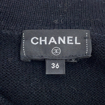 CHANEL IconButton Cardigan Size 36 BlackP73483 K10530 94305 Cashmere100%